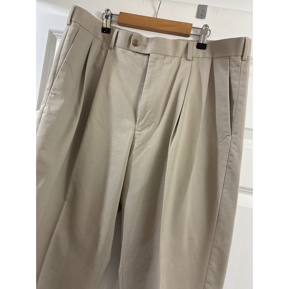 AXIST Mens Pleated Front Chino Pants Tan Cotton Blend 36x29 Business Casual